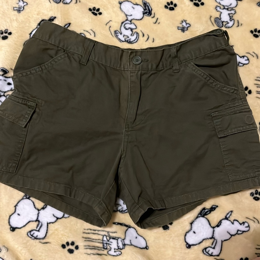 John Galt Brandy Melville Army Green Cargo Buckle Pocket Shorts